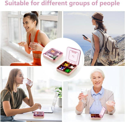 Pillendose 7 Tage Tablettenbox 4 Fächer Reise BPA-frei