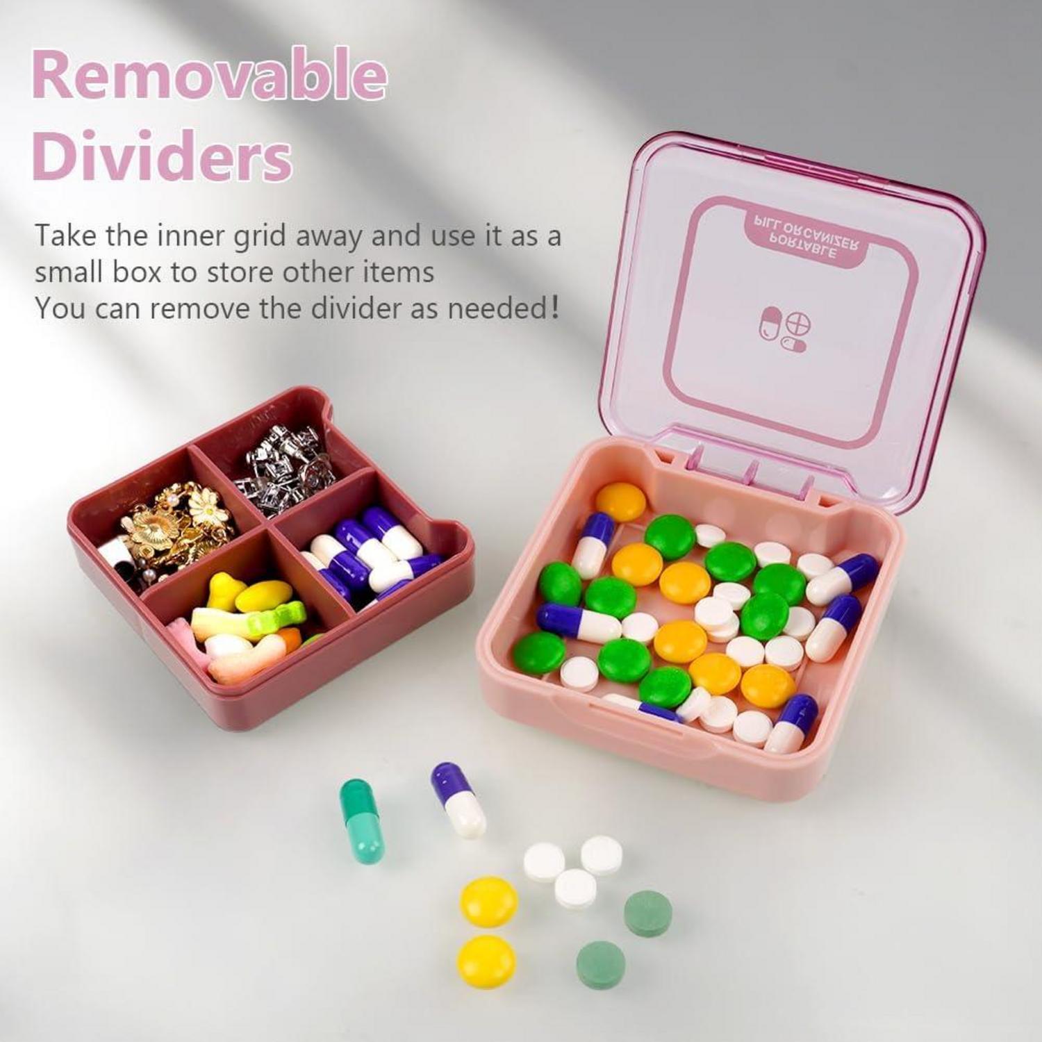 Pillendose 7 Tage 4 Fächer BPA Frei Reise Dunkelrot