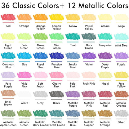 Acrylstifte Set 48 Farben, wasserfest, doppelseitig