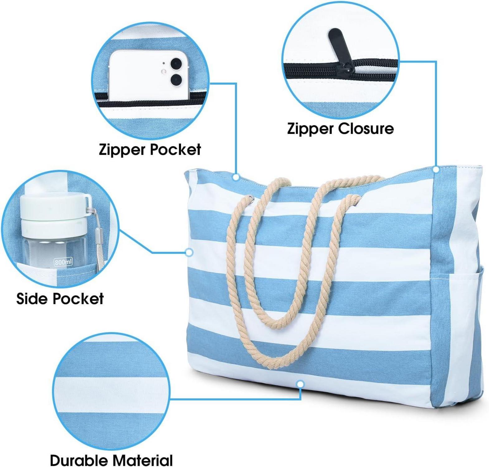 Große Strandtasche mit Reißverschluss und XL