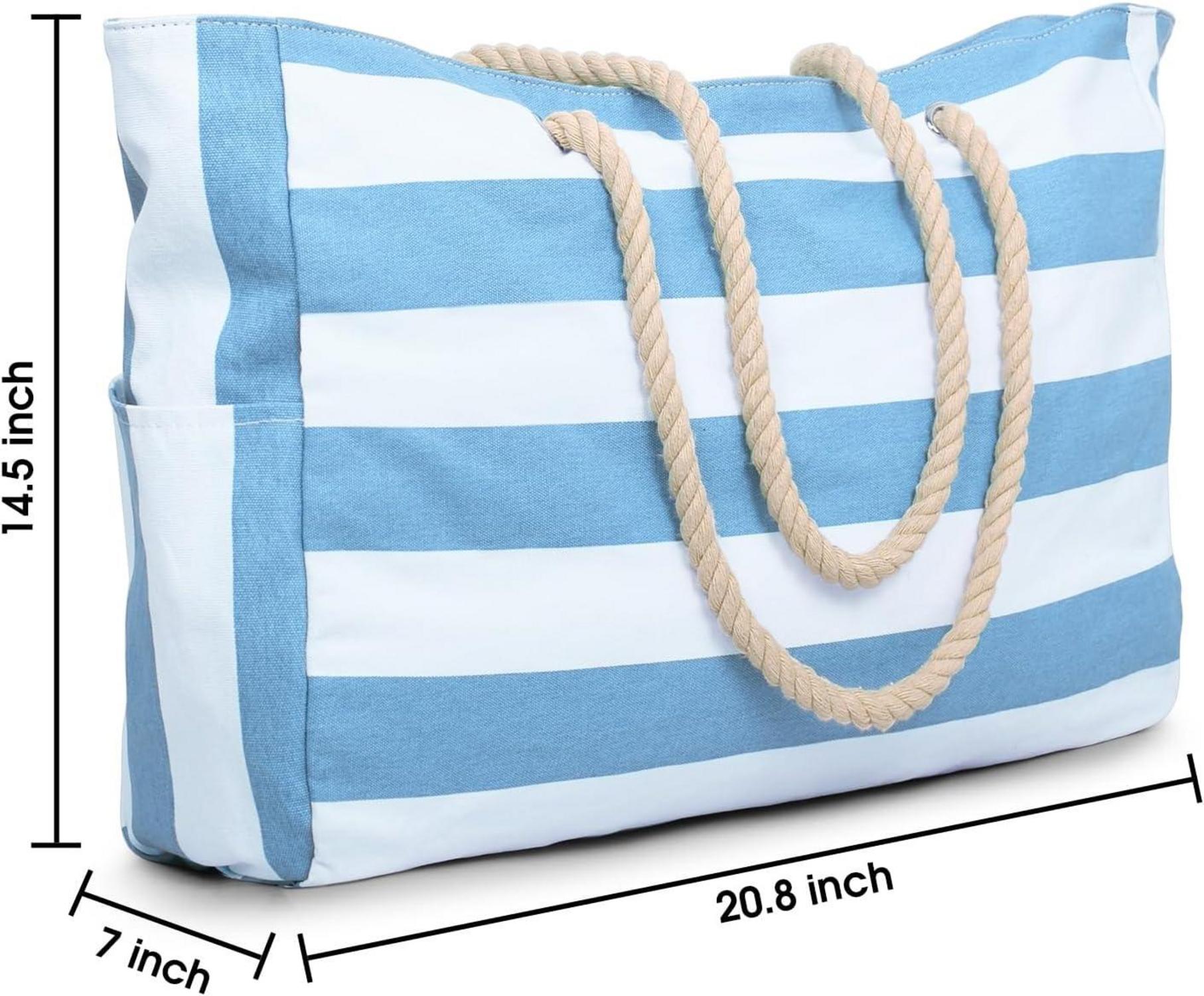 Strandtasche XXL mit Reißverschluss - A-himmelblau