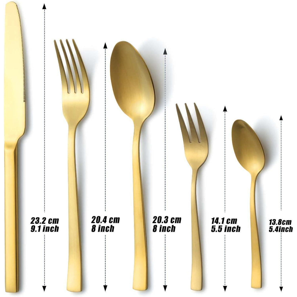 Besteckset Gold Matt 60 Teile für 12 Personen, Edelstahl, Spülmaschinenfest