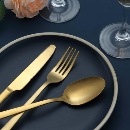 Besteckset Gold Matt 60 Teile für 12 Personen, Edelstahl, Spülmaschinenfest