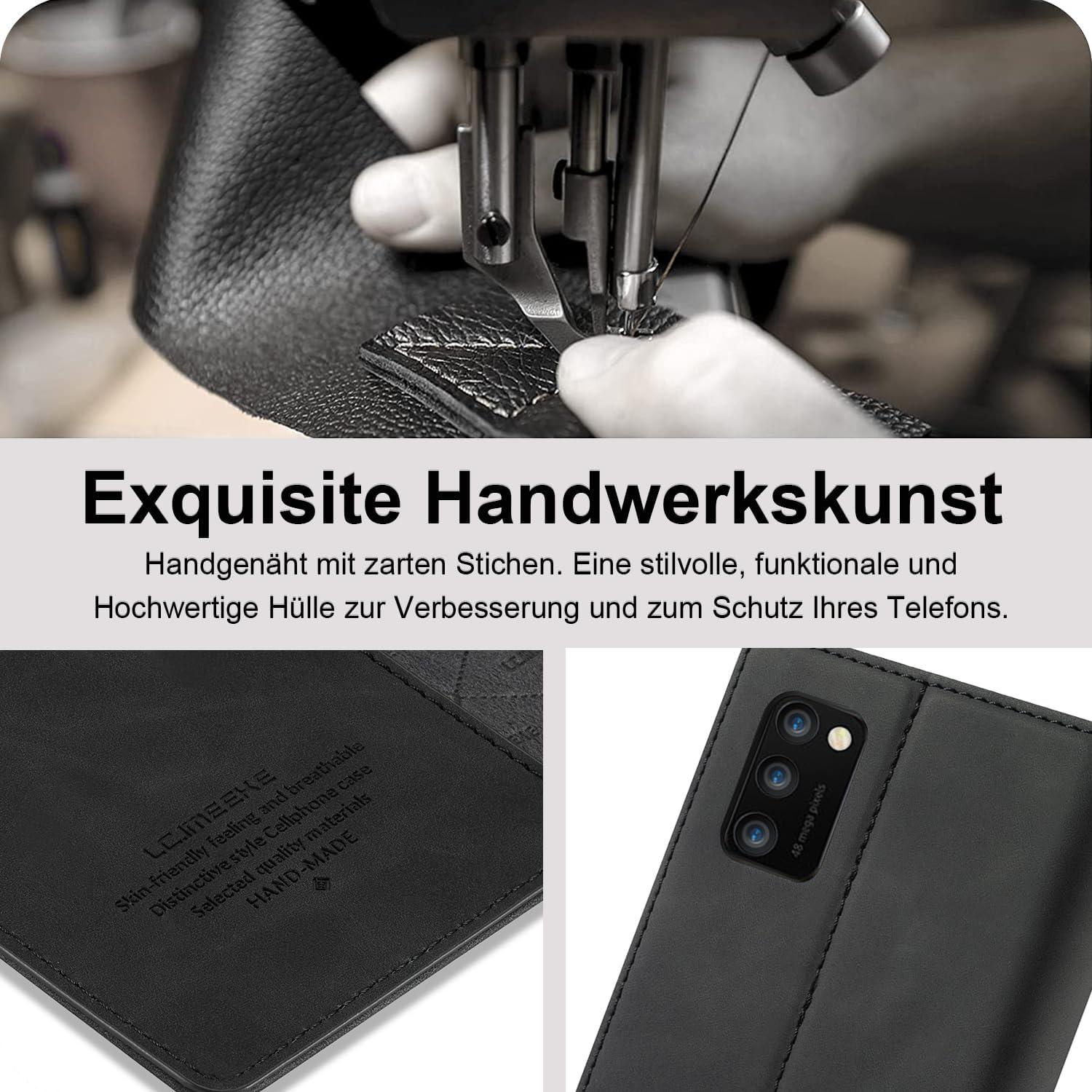 Samsung Galaxy A41 Hülle Leder Flip Wallet mit Schutzfolie