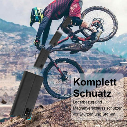 Leder Handyhülle Samsung Galaxy A41 Klappbar Wallet Case Schwarz