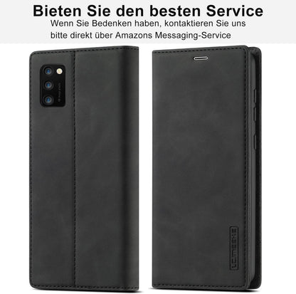Leder Handyhülle Samsung Galaxy A41 Klappbar Wallet Case Schwarz