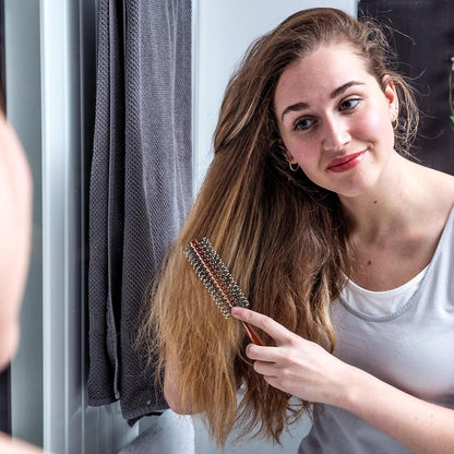 Kleine Rundbürste für kurzes und mittleres Haar, Profi Stylingbürste zum Föhnen, Glätten und Locken, Männer Bartbürste