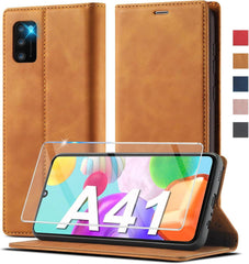 Samsung Galaxy A41 Handyhülle Leder Schutzfolie Klappbar Wallet Case