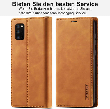 Samsung Galaxy A41 Handyhülle Leder Wallet mit Schutzfolie - Braun