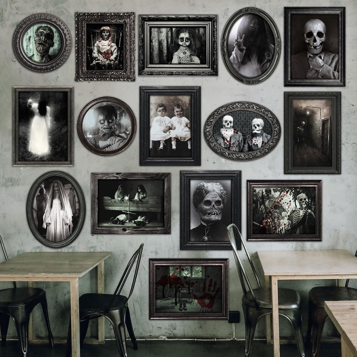 Halloween Gothic Deko Gruselige Horror Bilderrahmen Set