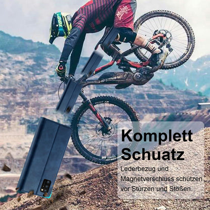 Samsung Galaxy A41 Hülle Leder Flip Wallet Tasche Blau Schutzfolie