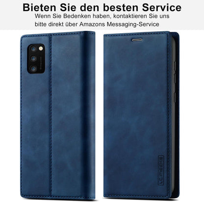 Samsung Galaxy A41 Hülle Leder Flip Wallet Tasche Blau Schutzfolie