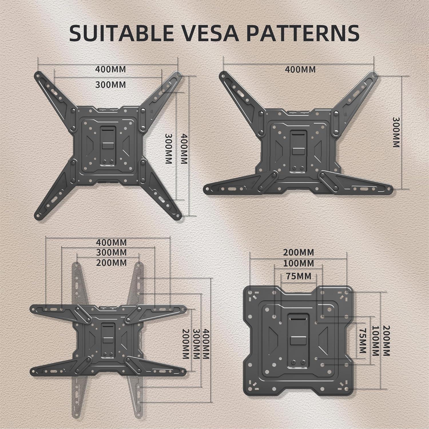 TV Wandhalterung 26-55 Zoll Schwenkbar Neigbar VESA 400x400mm bis 31.8kg
