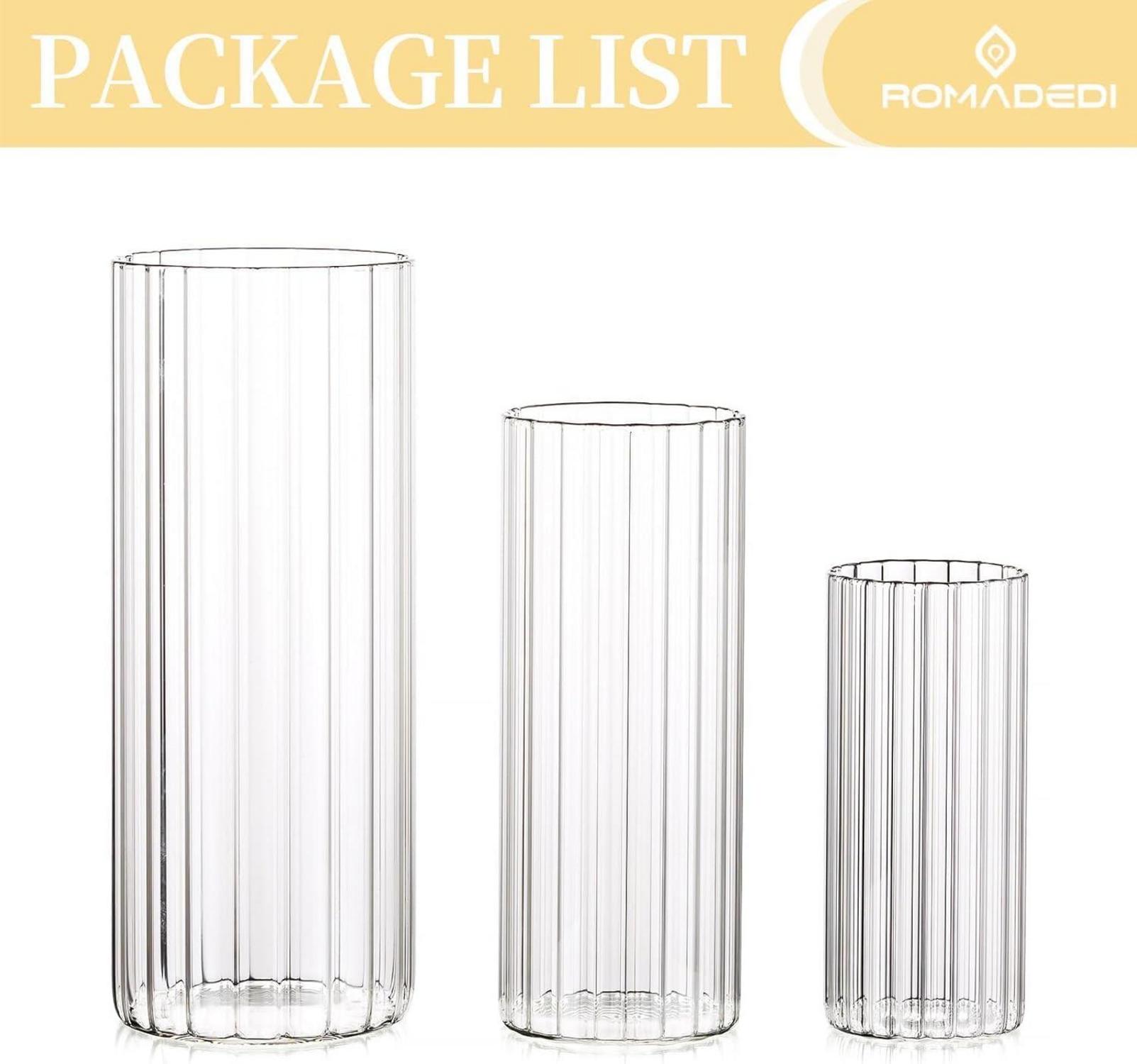 Hurricane Glas Kerzenhalter Set - Romadedi Zylinder Kerzenständer 3er