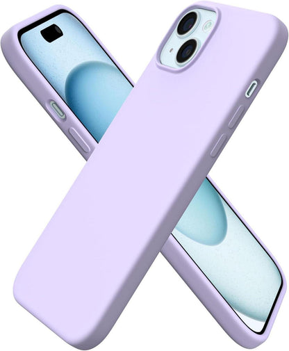 iPhone 15 Plus Hülle Silikon Flüssig Ultra Dünn 6,7 Zoll Flieder