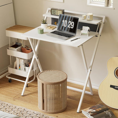 Kleiner klappbarer Schreibtisch, Computertisch mit Regal, 60