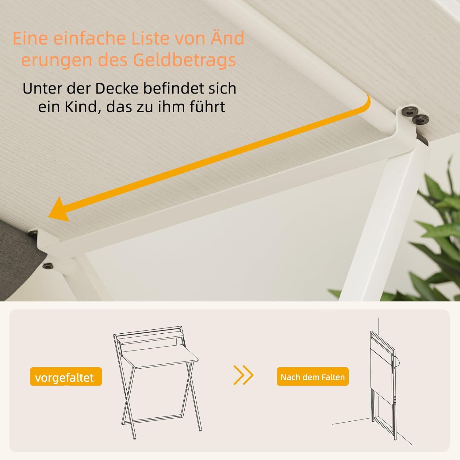 Kleiner klappbarer Schreibtisch mit Regal, stabile Struktur, 60
