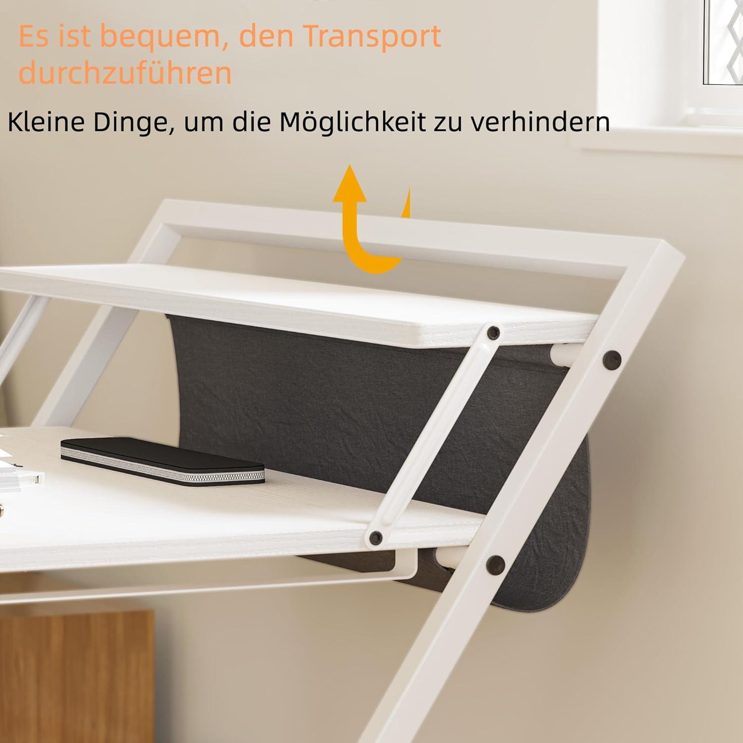 Kleiner klappbarer Computertisch mit Regal und Aufbewahrungstasche