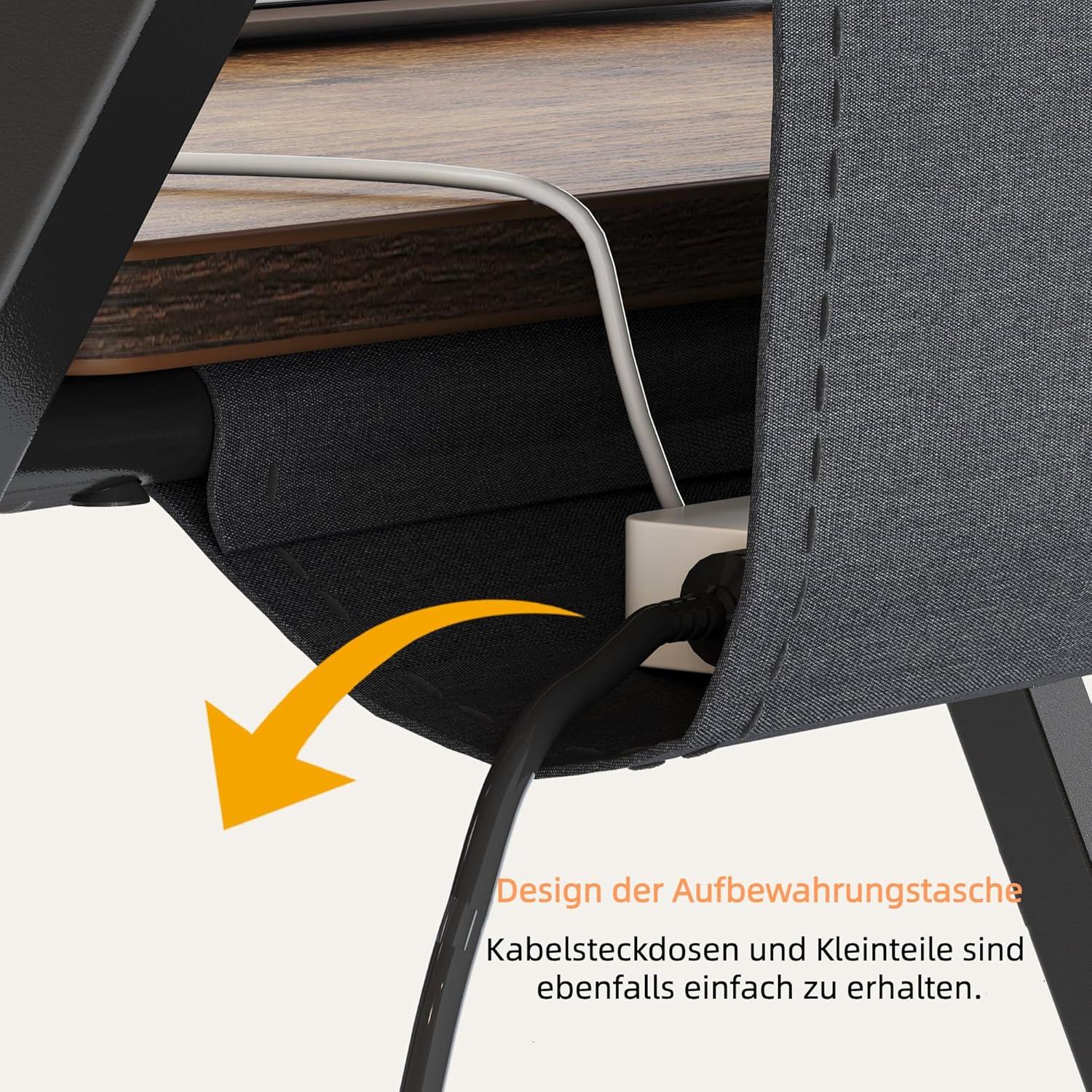 Kleiner klappbarer Schreibtisch mit Regal und Aufbewahrungstasche, Braun