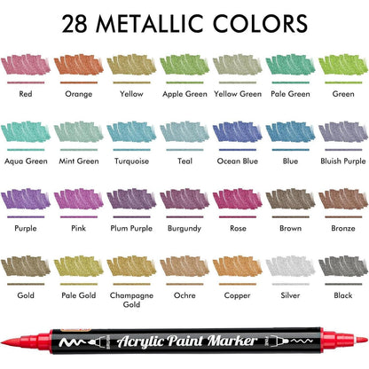 Acrylstifte Metallic 28 Farben für Steine, Glas, Holz