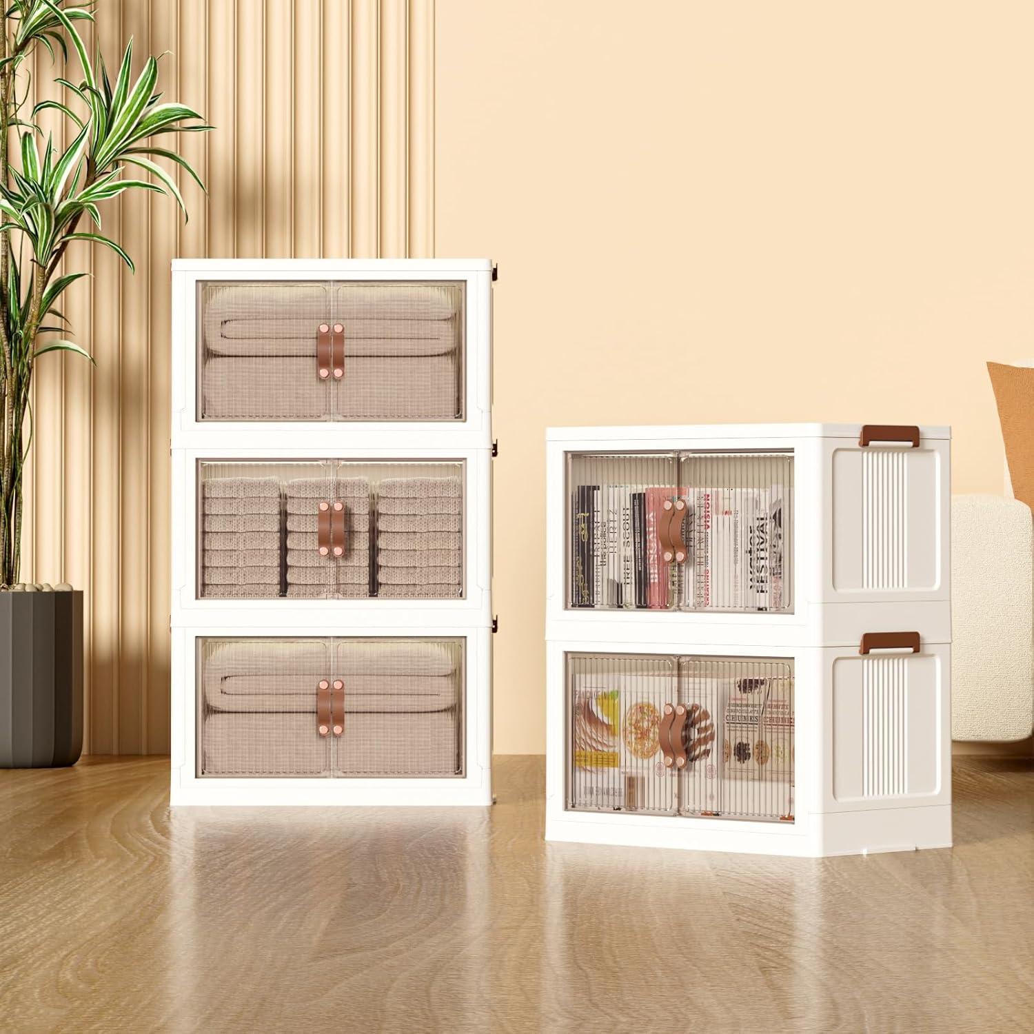 5er Pack Stapelbare Aufbewahrungsboxen mit Rädern, 41,6