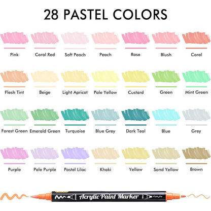 Pastell Acrylstifte Set, wasserfest, für Steine bemalen, 28