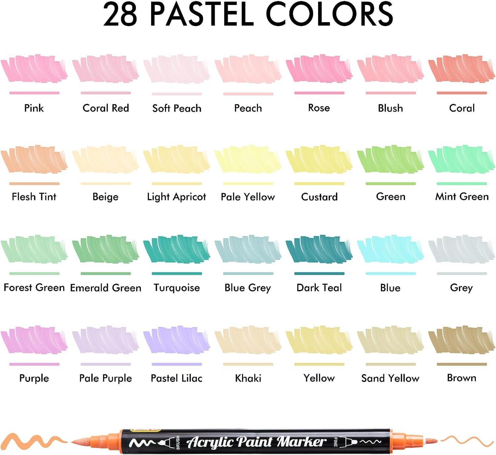 Pastell Acrylstifte Set, wasserfest, für Steine bemalen, 28