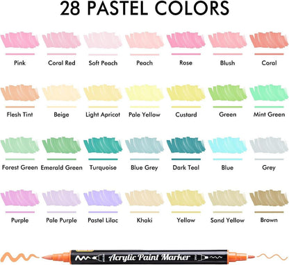 Pastell Acrylstifte Set, wasserfest, für Steine bemalen, 28