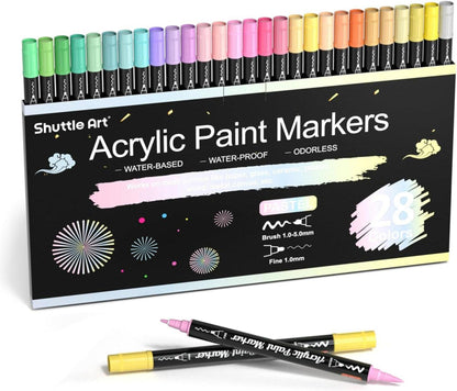 Acrylstifte Set 28 Pastellfarben wasserfest für Steine bemalen