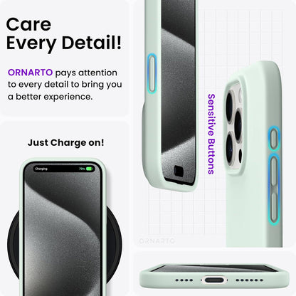 Kratzfeste Silikonhülle für iPhone 15 Pro Max 6,7 Zoll Hellgrün