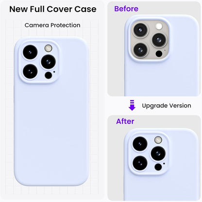 ORNARTO iPhone 15 Pro Max Hülle mit Kameraschutz flüssige Silikon Baby blau