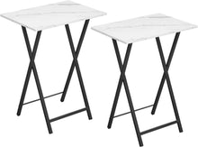 Klappbarer Beistelltisch 2er-Set Marmor Schwarz Industriestil