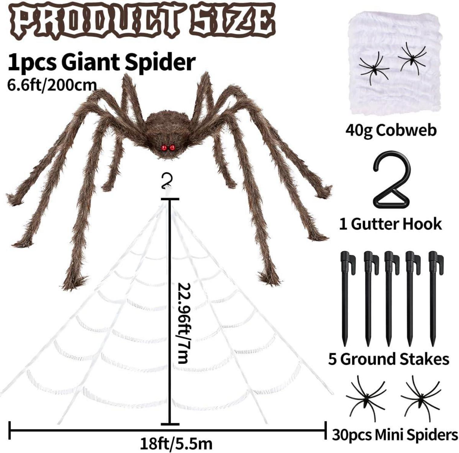 Halloween Deko Set Riesige Spinnennetz 700cm + 200cm Spinne