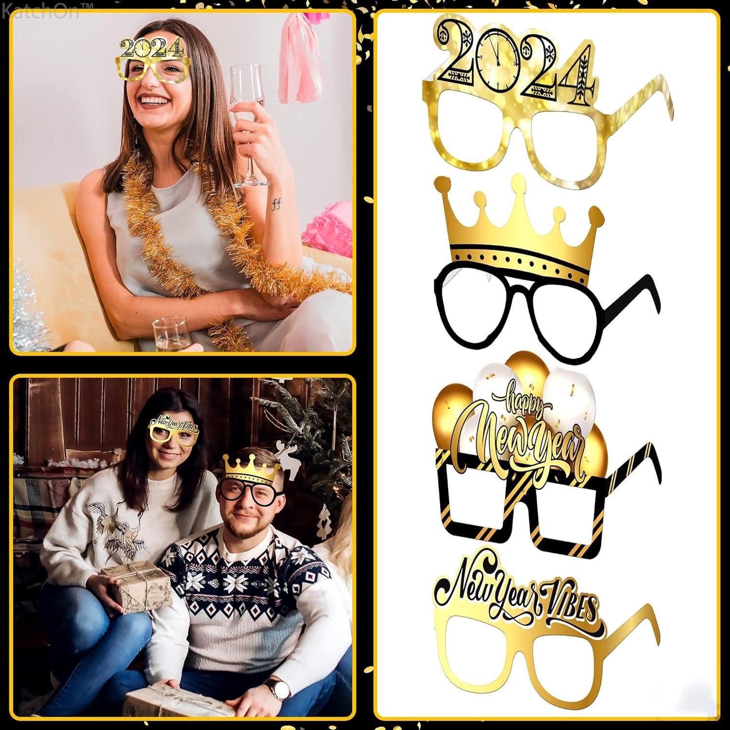 12-teiliges Silvester Deko Set 2024 Party Fotoautomat Requisiten