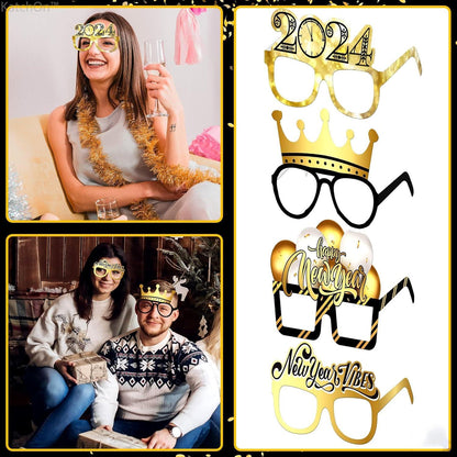 12-teiliges Silvester Deko Set 2024 Party Fotoautomat Requisiten