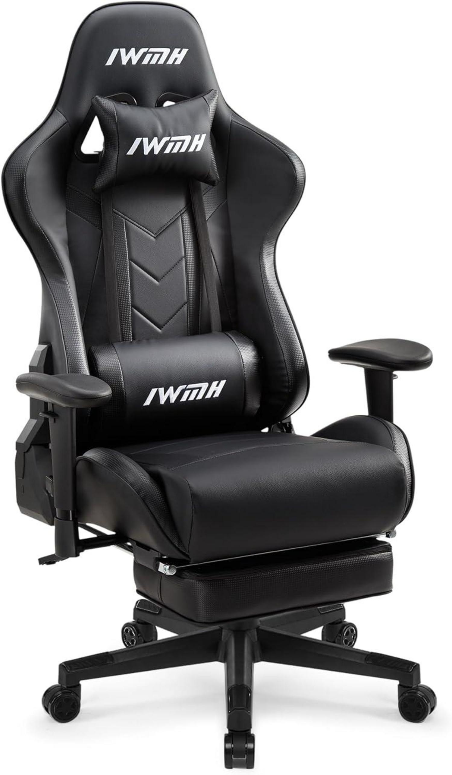 Ergonomischer Gaming Stuhl mit Fußstütze und verstellbarer Kopfstütze