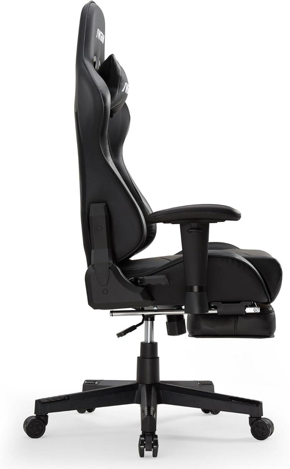 IntimaTe WM Heart Gaming Stuhl mit Fußstütze und verstellbarer Kopfstütze, Schwarz