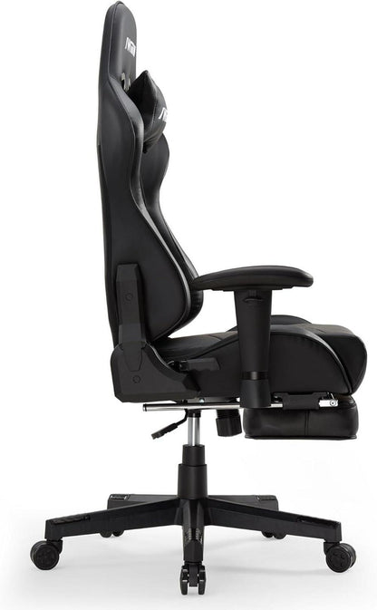 IntimaTe WM Heart Gaming Stuhl mit Fußstütze und verstellbarer Kopfstütze, Schwarz