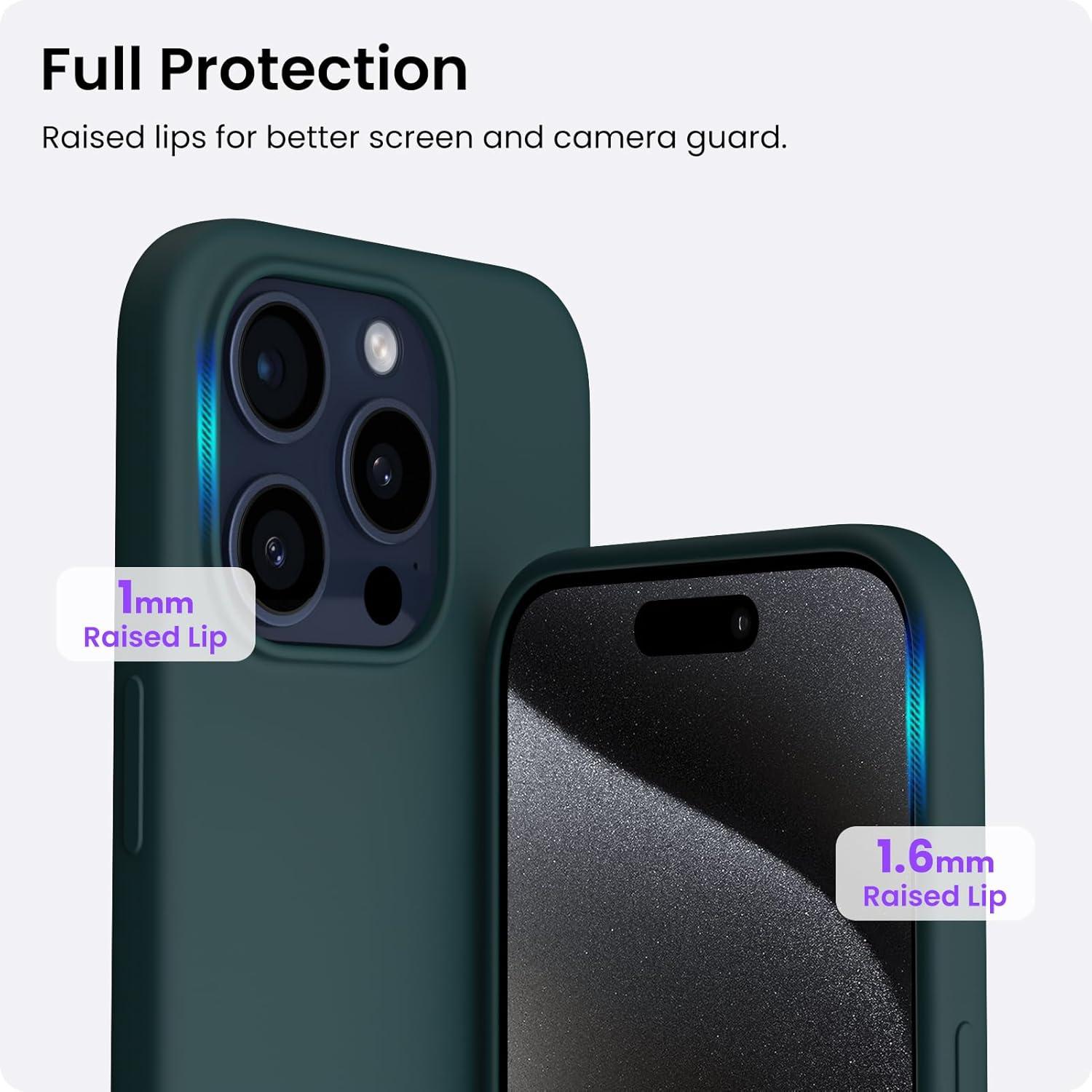 iPhone 15 Pro Max Hülle Silikon 6,7 Zoll Olivgrün - Kratzfeste