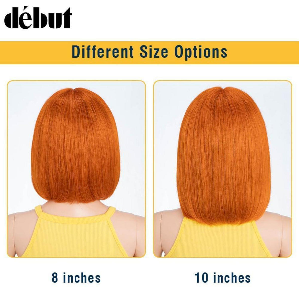 Orange Straight Bob Perücke Echthaar mit Lace Front 25cm