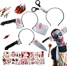 Gruseliges Halloween Haarreifen Set mit Tattoo Aufkleber