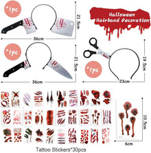 Halloween Horror Haarreifen Set mit Tattoo Aufkleber