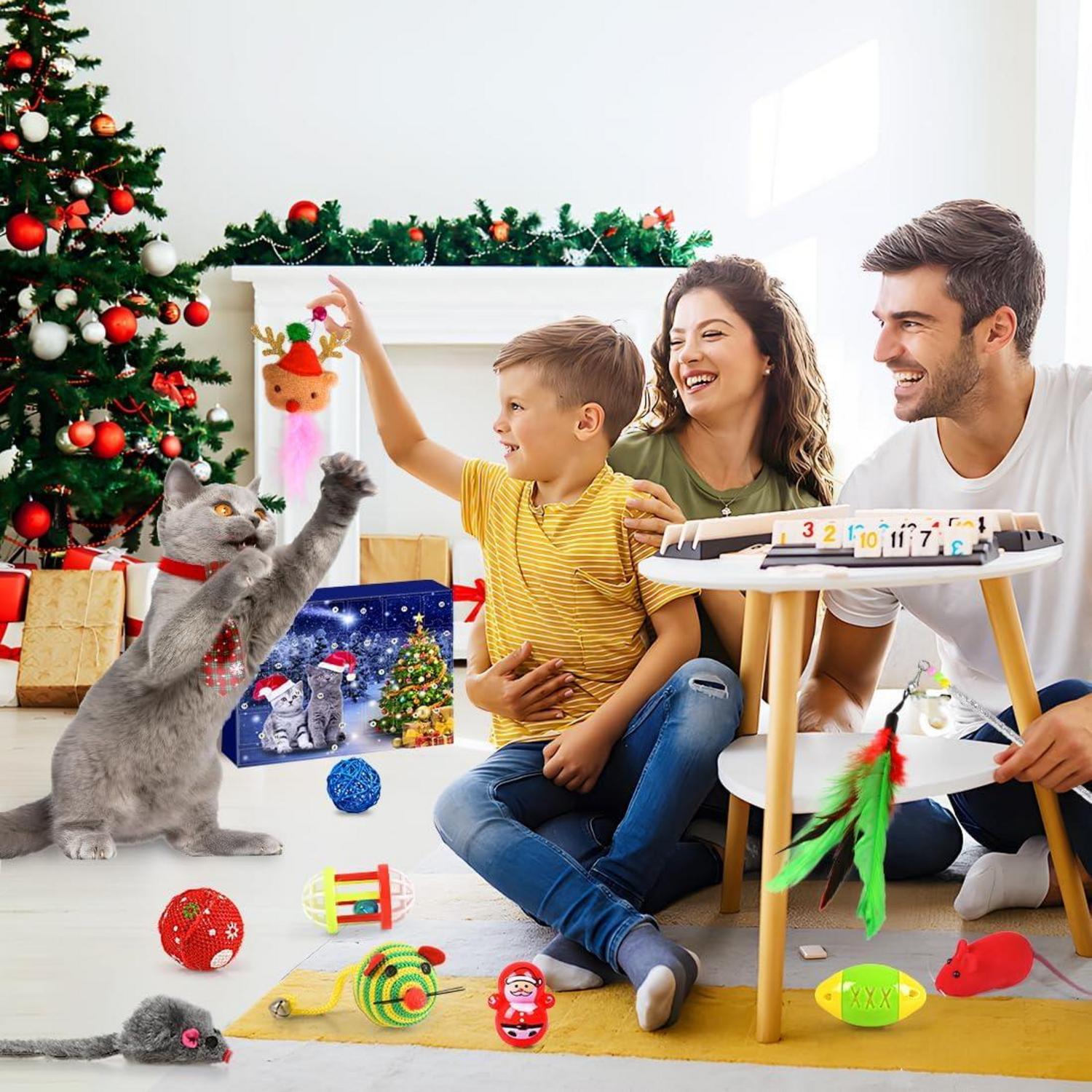 Adventskalender Katzenspielzeug Weihnachtsgeschenk 24 Spielzeuge