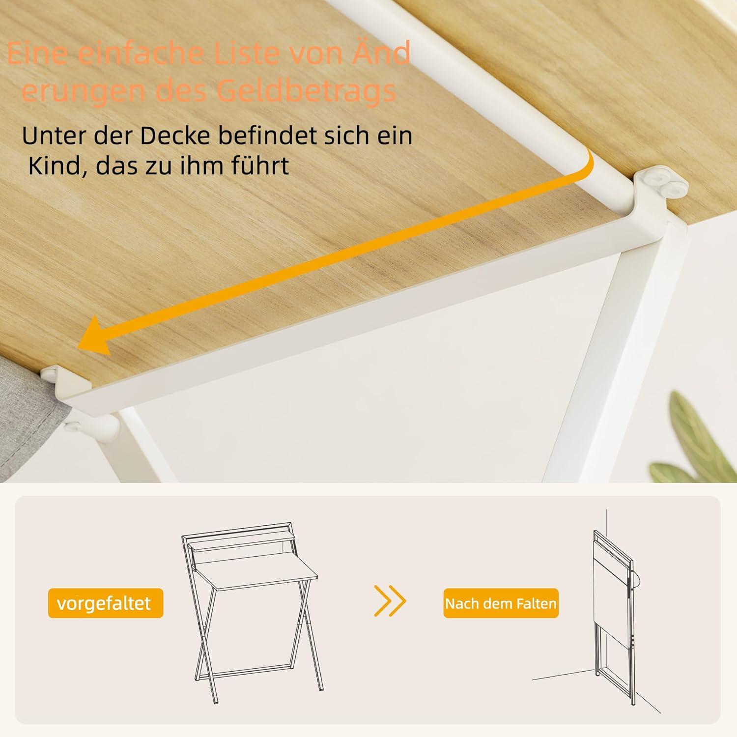 Kleiner klappbarer Schreibtisch mit Regal, Aufbewahrungstasche