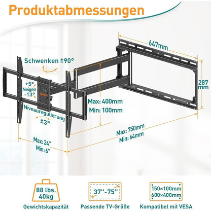 TV Wandhalterung schwenkbar neigbar für 26-50 Zoll Fernseher