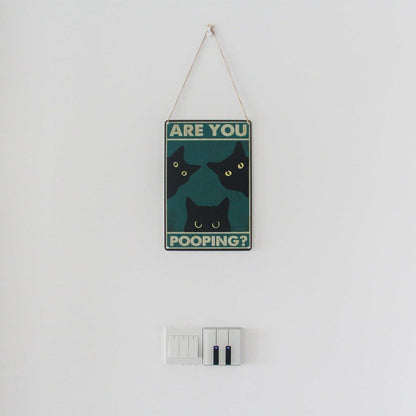 Witziges Schwarze Katze Badezimmer Schild Are You Pooping 30x20cm