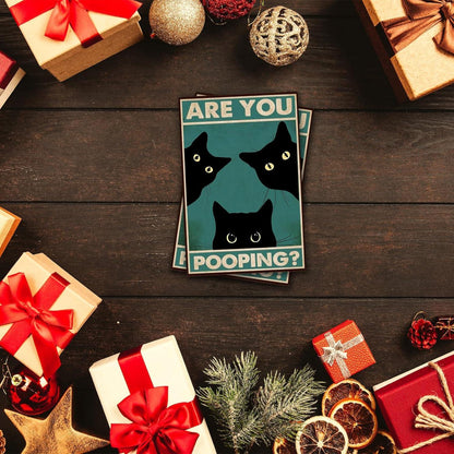Yiruhe Are You Pooping? Schwarze Katze Lustiges Badezimmer Schild
