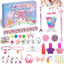 Adventskalender Einhorn Mädchen 24 Füllungen Schmuck Haarschmuck