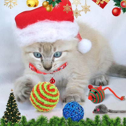Katzen Adventskalender 2024 Weihnachtsgeschenk 24 Spielzeuge Halsband Mäuse