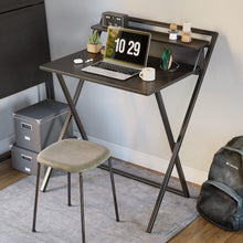 Kleiner klappbarer Schreibtisch mit Regal, schwarz 70x60cm